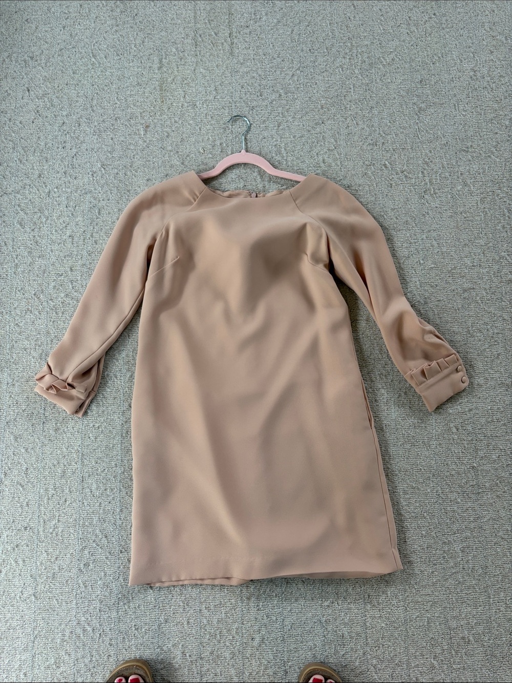 Banana Republic Blush Tan Long Sleeve Shift Dress